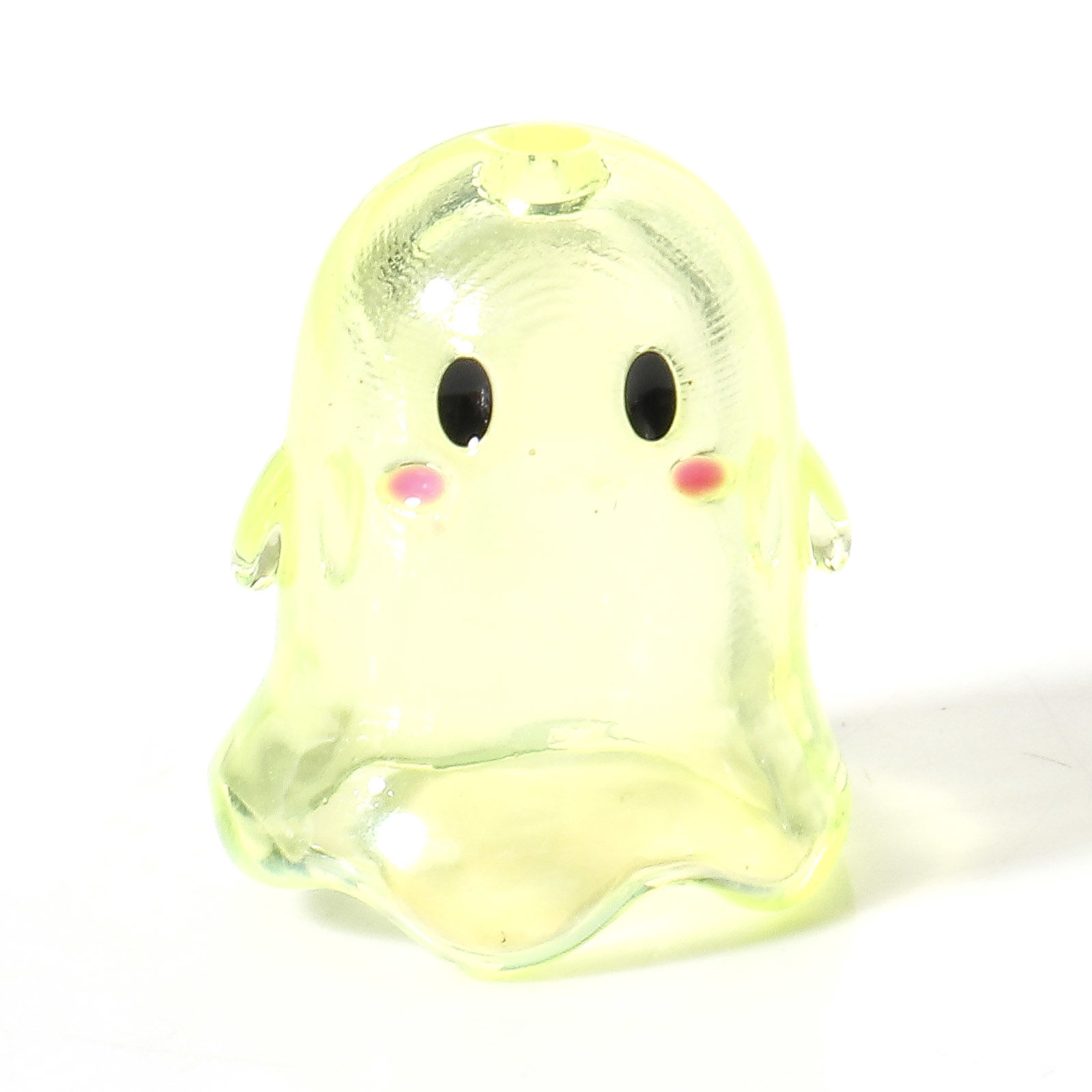 Picture of Acrylic Beads For DIY Charm Jewelry Making Yellow Halloween Ghost Transparent About 17mm x 15mm, Hole: Approx 1.8mm, 5 PCs