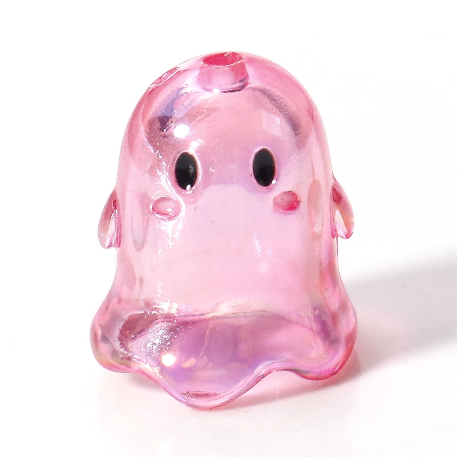 Picture of Acrylic Beads For DIY Charm Jewelry Making Fuchsia Halloween Ghost Transparent About 17mm x 15mm, Hole: Approx 1.8mm, 5 PCs