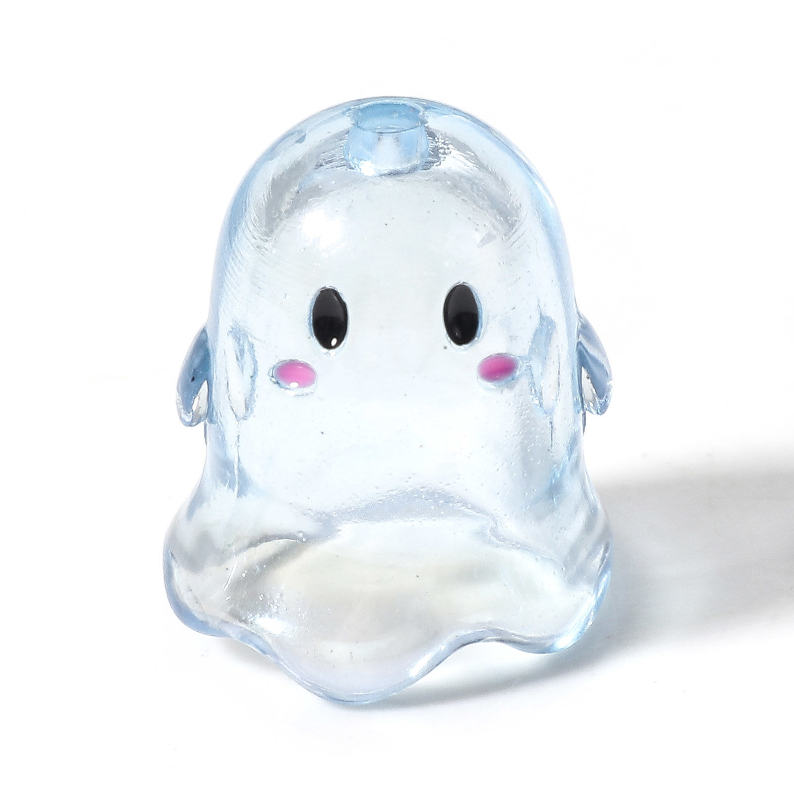 Picture of Acrylic Beads For DIY Charm Jewelry Making Blue Halloween Ghost Transparent About 17mm x 15mm, Hole: Approx 1.8mm, 5 PCs