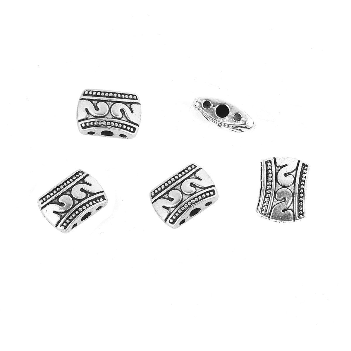 Picture of Zinc Based Alloy Spacer Beads Twist Antique Silver Color Number Color Plated About 11mm x 8mm, Hole: Approx 1mm, 35 PCs