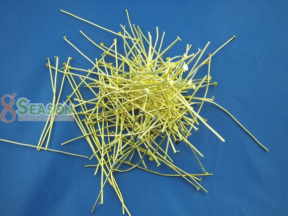 Picture of Alloy Head Pins Gold Plated 5cm(2") long, 0.8mm (20 gauge), 250 PCs