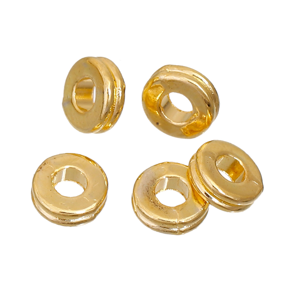 Picture of Zinc Based Alloy Spacer Beads Round Gold Plated Stripe Carved About 6mm Dia, 300 PCs