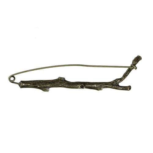 Picture of Iron Based Alloy Safety Pin Brooches Branch Antique Bronze 8.6cm x2cm(3 3/8" x 6/8") - 8.3cm x2.2cm(3 2/8" x 7/8"), 2 PCs