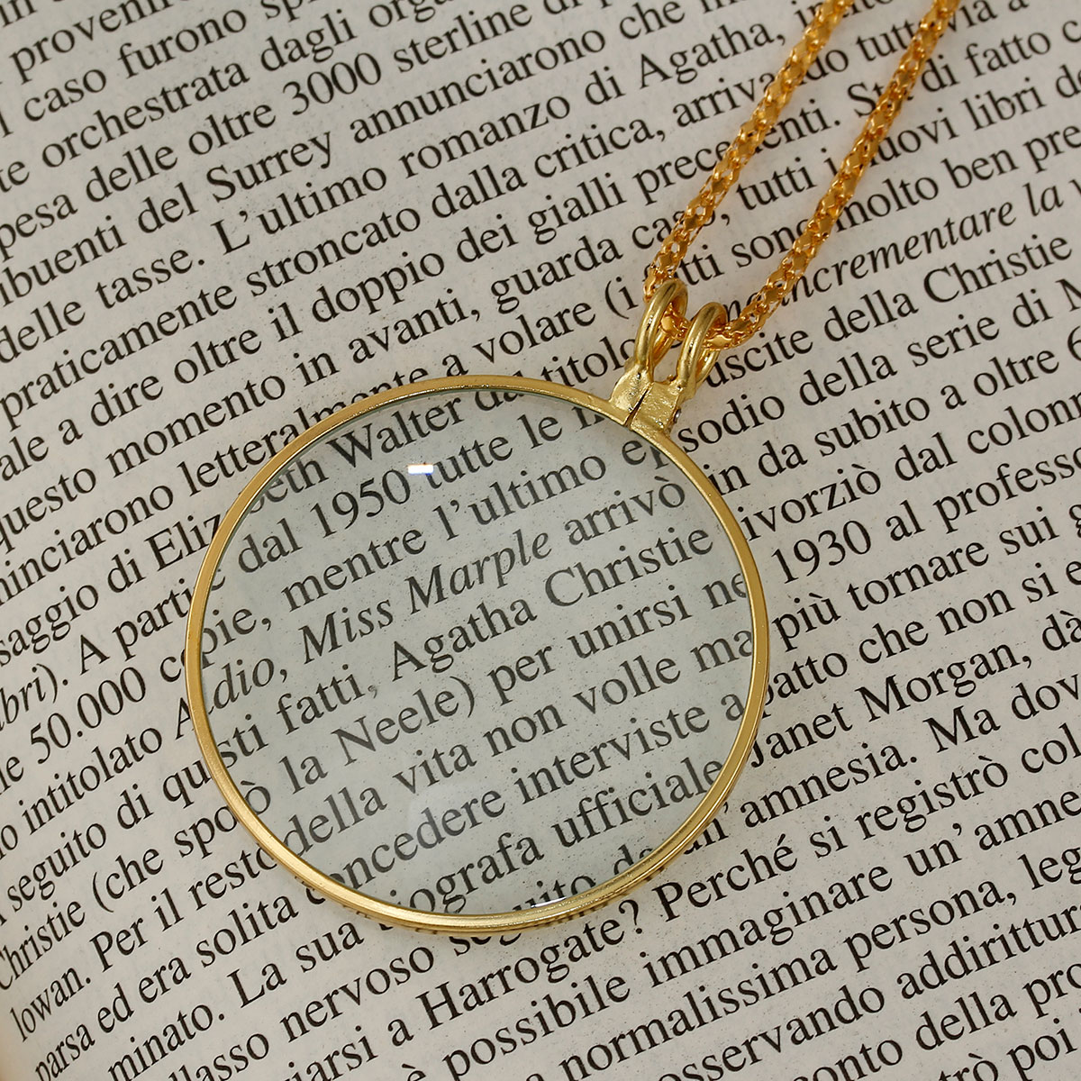 Picture of 6X Magnifying Glass Necklace Lantern Chain Gold Plated 90cm(35 3/8") long, 1 Piece