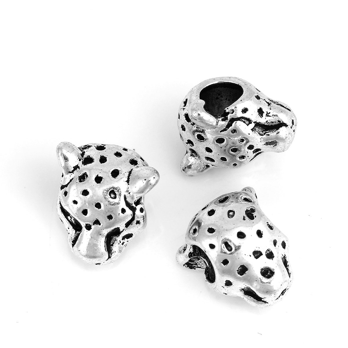 Picture of Zinc Based Alloy Spacer Beads Leopard Antique Silver About 13mm x 11mm, Hole: Approx 4.3mm, 10 PCs