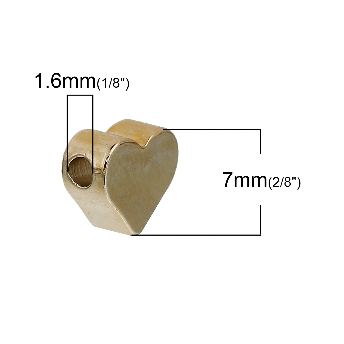 Picture of Copper Beads Heart Gold Plated About 7mm x 6mm, Hole: Approx 1.6mm, 5 PCs