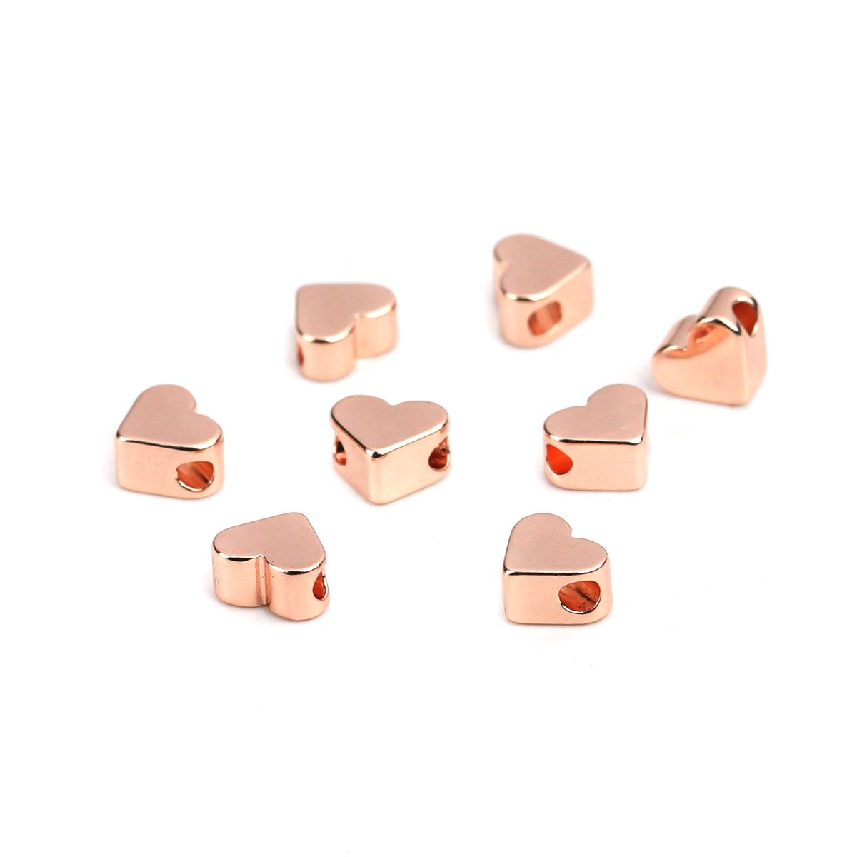 Picture of Copper Beads Heart Rose Gold About 7mm x 6mm, Hole: Approx 1.8mm, 5 PCs