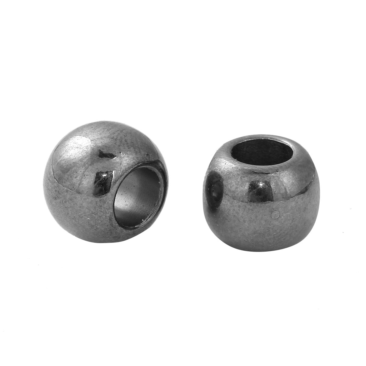 Picture of CCB Plastic European Style Large Hole Charm Beads Round Gunmetal About 11mm( 3/8") Dia, Hole: Approx 5.6mm, 100 PCs