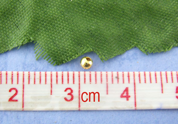 Picture of Metal Spacer Beads Round Gold Plated Hole: 0.8mm, 2.4mm Dia., 2000 PCs