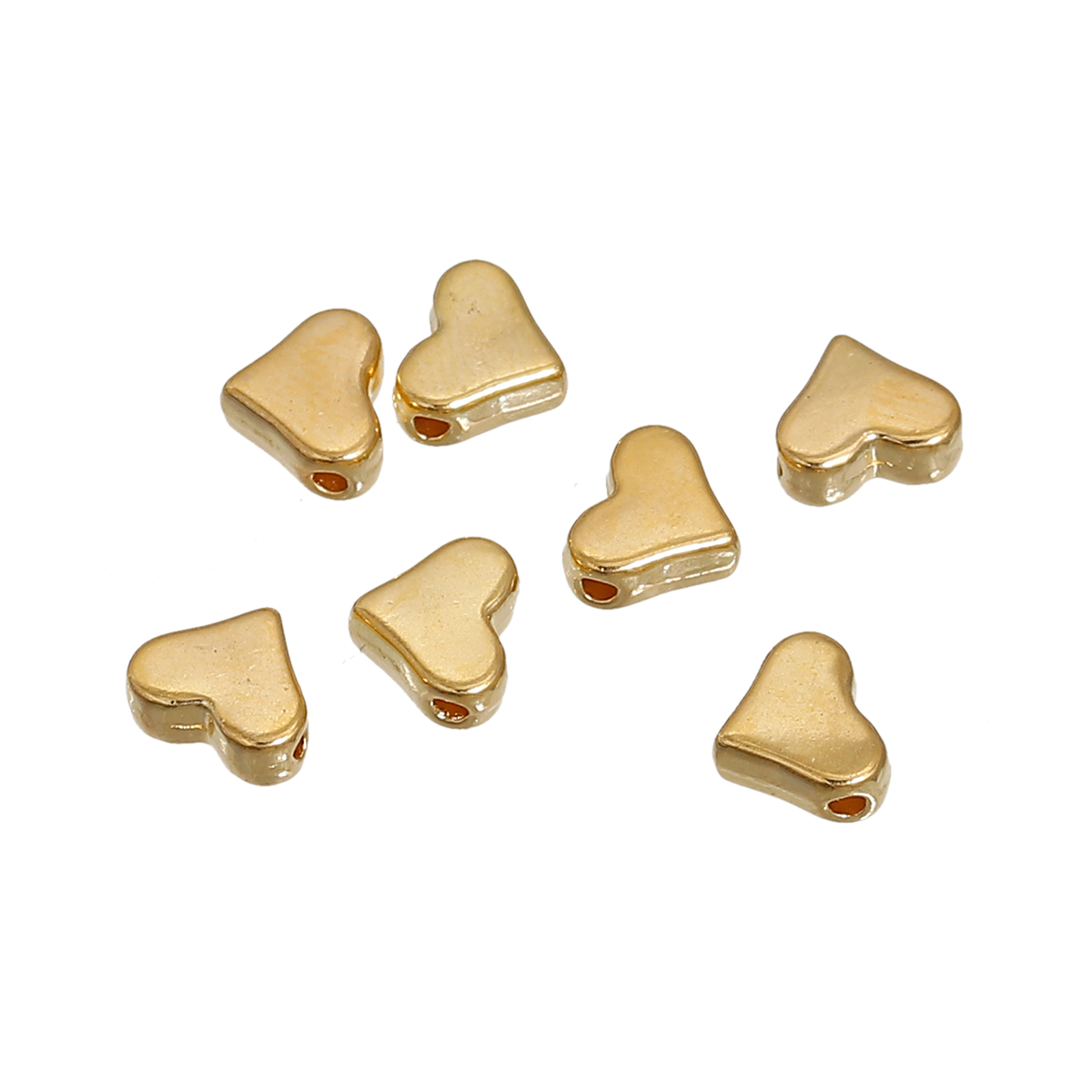 Picture of Zinc Based Alloy Beads Heart Gold Plated About 7mm x 6mm, Hole: Approx 1.2mm, 200 PCs