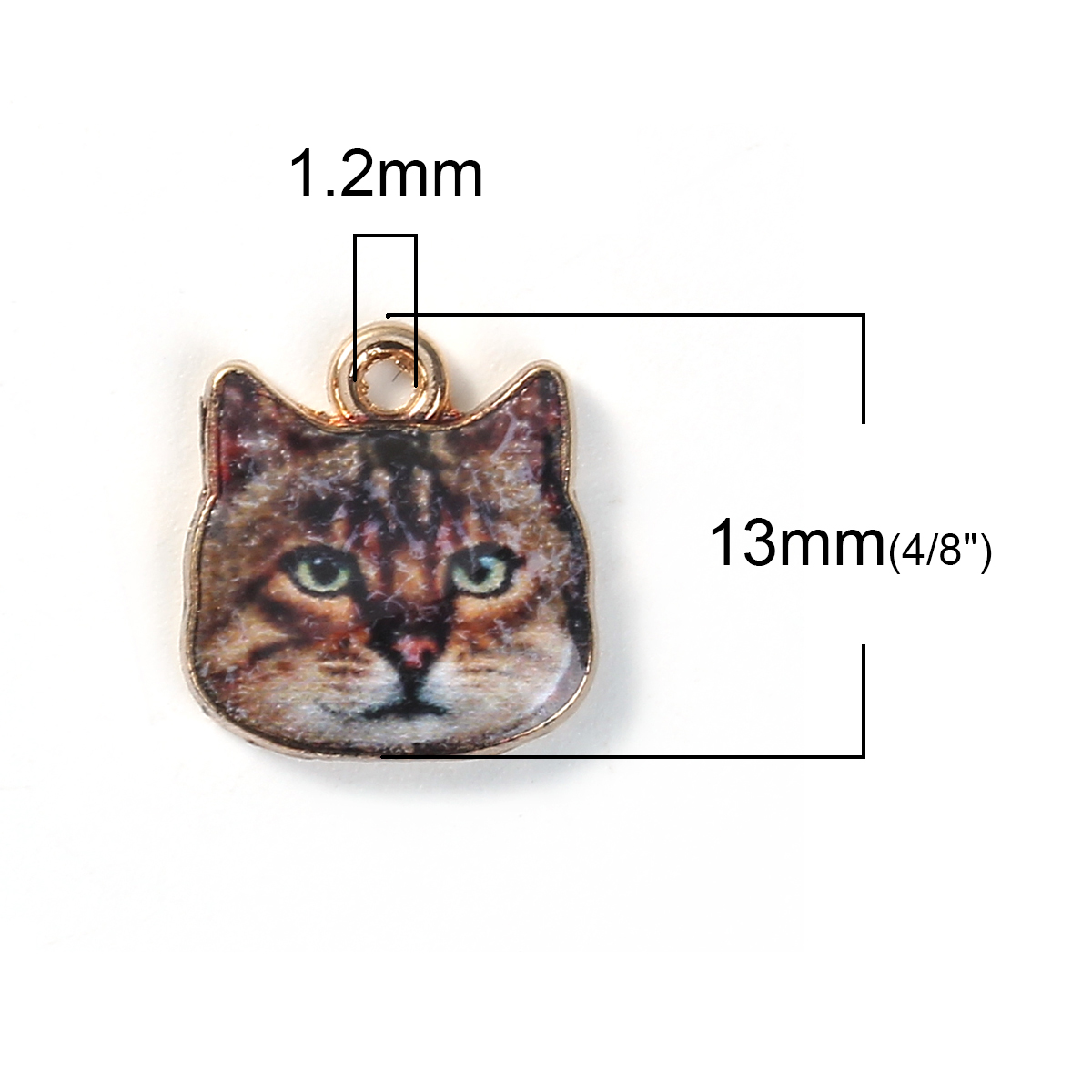 Picture of Zinc Based Alloy Charms Cat Animal Gold Plated Brown 13mm( 4/8") x 13mm( 4/8"), 10 PCs