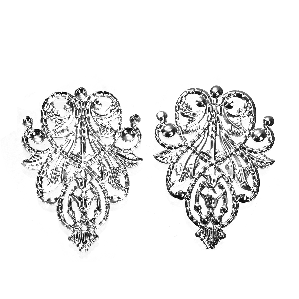 Picture of Iron Based Alloy Embellishments Crown Silver Tone Filigree Carved 48mm(1 7/8") x 35mm(1 3/8"), 30 PCs