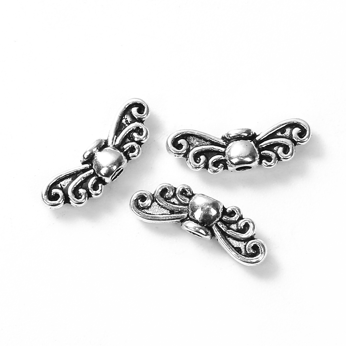 Picture of Zinc Based Alloy Spacer Beads Wing Antique Silver 14mm x 5mm, Hole: Approx 1.5mm, 200 PCs