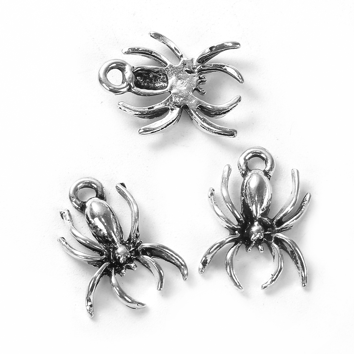 Picture of Zinc Based Alloy (Lead & Nickel Safe) Charms Halloween Spider Animal Antique Silver 18mm( 6/8") x 13mm( 4/8"), 30 PCs