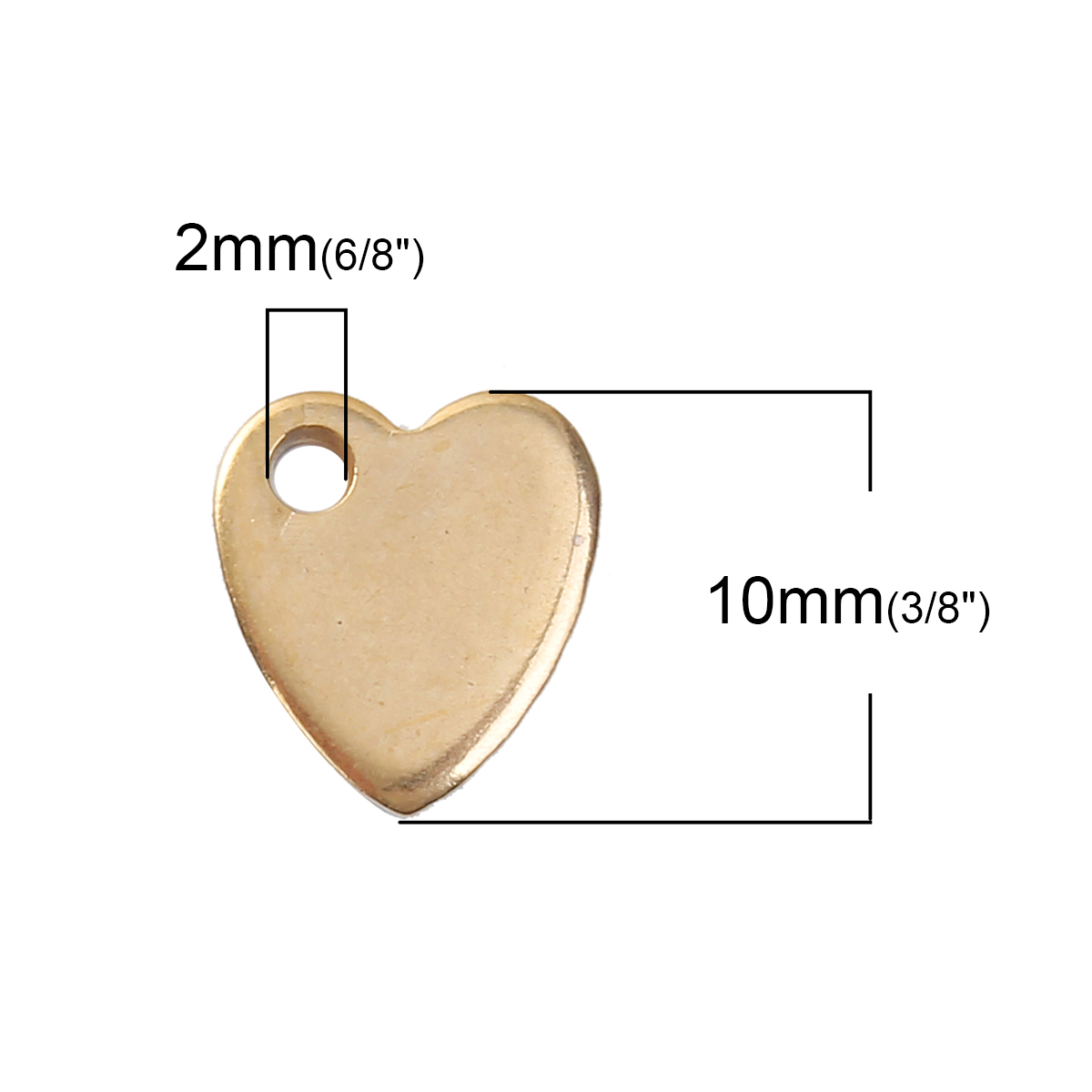 Picture of Stainless Steel Charms Heart Gold Plated Blank Stamping Tags One Side 10mm x 9mm, 5 PCs