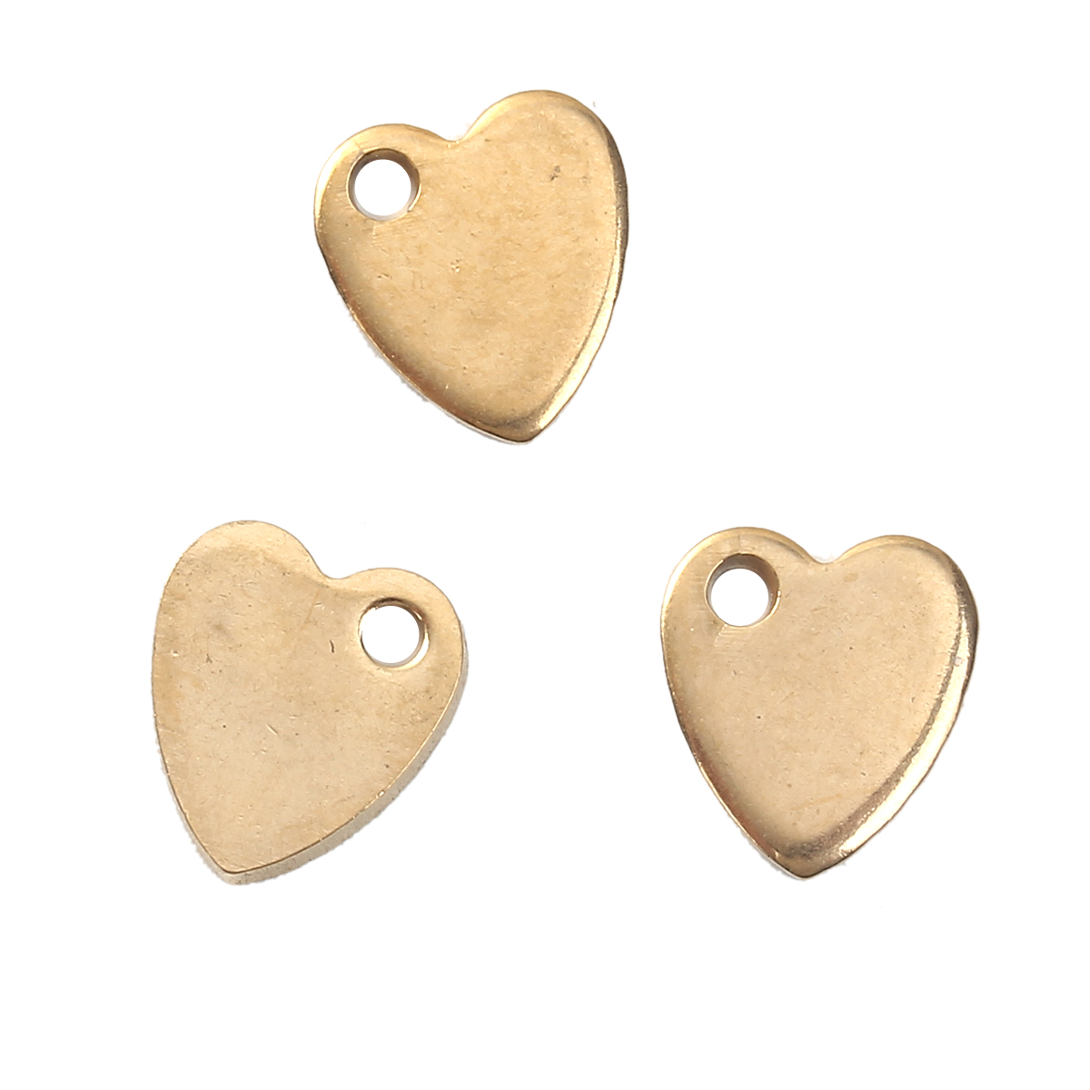 Picture of Stainless Steel Charms Heart Gold Plated Blank Stamping Tags One Side 10mm x 9mm, 5 PCs
