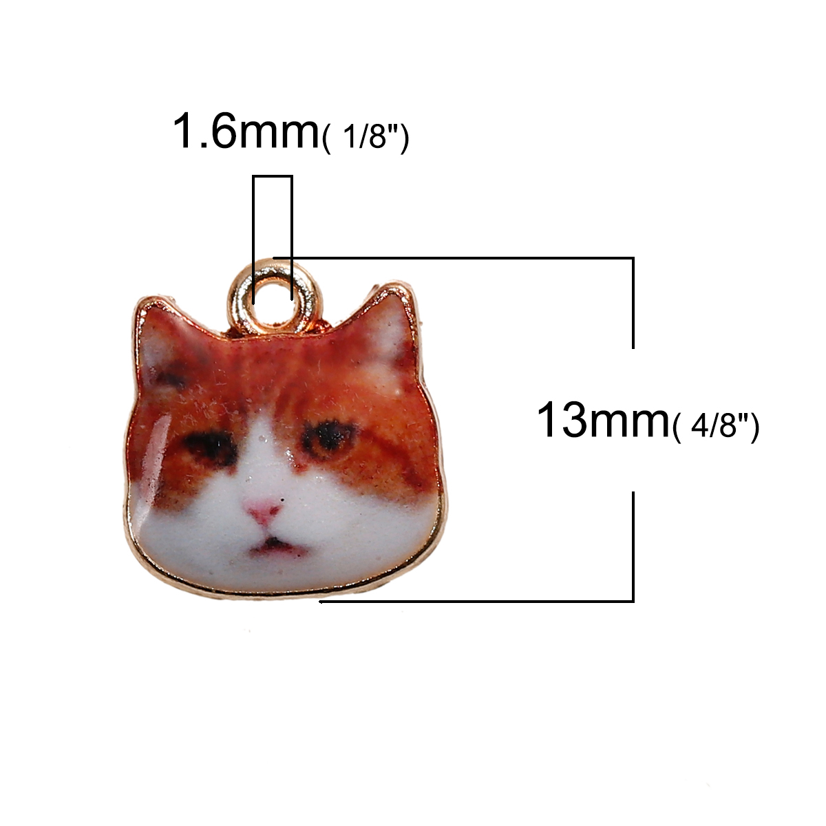 Picture of Zinc Based Alloy Charms Cat Animal Gold Plated Brown Enamel 13mm( 4/8") x 13mm( 4/8"), 10 PCs