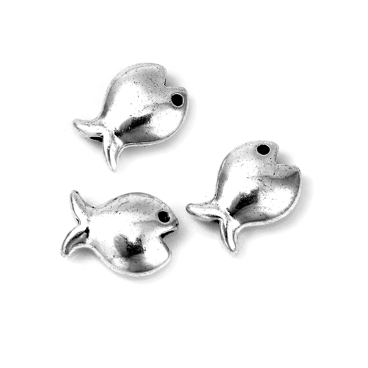 Picture of Zinc Based Alloy Beads Fish Animal Antique Silver 16mm x 12mm, Hole: Approx 2.2mm, 20 PCs