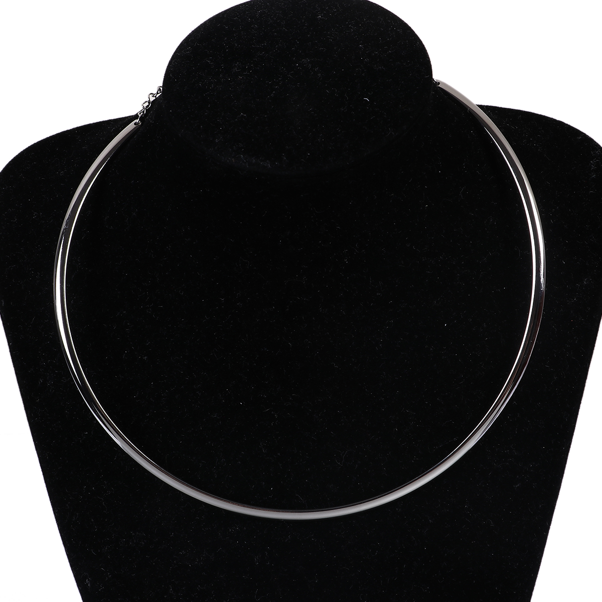 Picture of 304 Stainless Steel Collar Neck Ring Necklace Silver Tone U-shaped 48cm(18 7/8") long, 1 Piece
