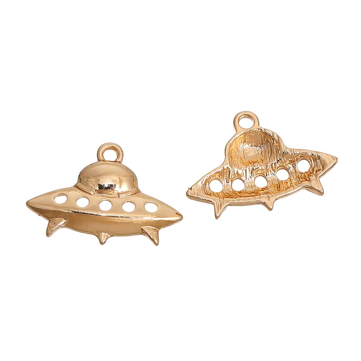 Picture of Zinc Based Alloy Galaxy Charms Spaceship Gold Plated 22mm( 7/8") x 16mm( 5/8"), 5 PCs