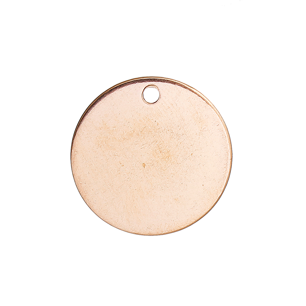 Picture of Stainless Steel Blank Stamping Tags Charms Round Rose Gold One-sided Polishing 20mm Dia., 3 PCs