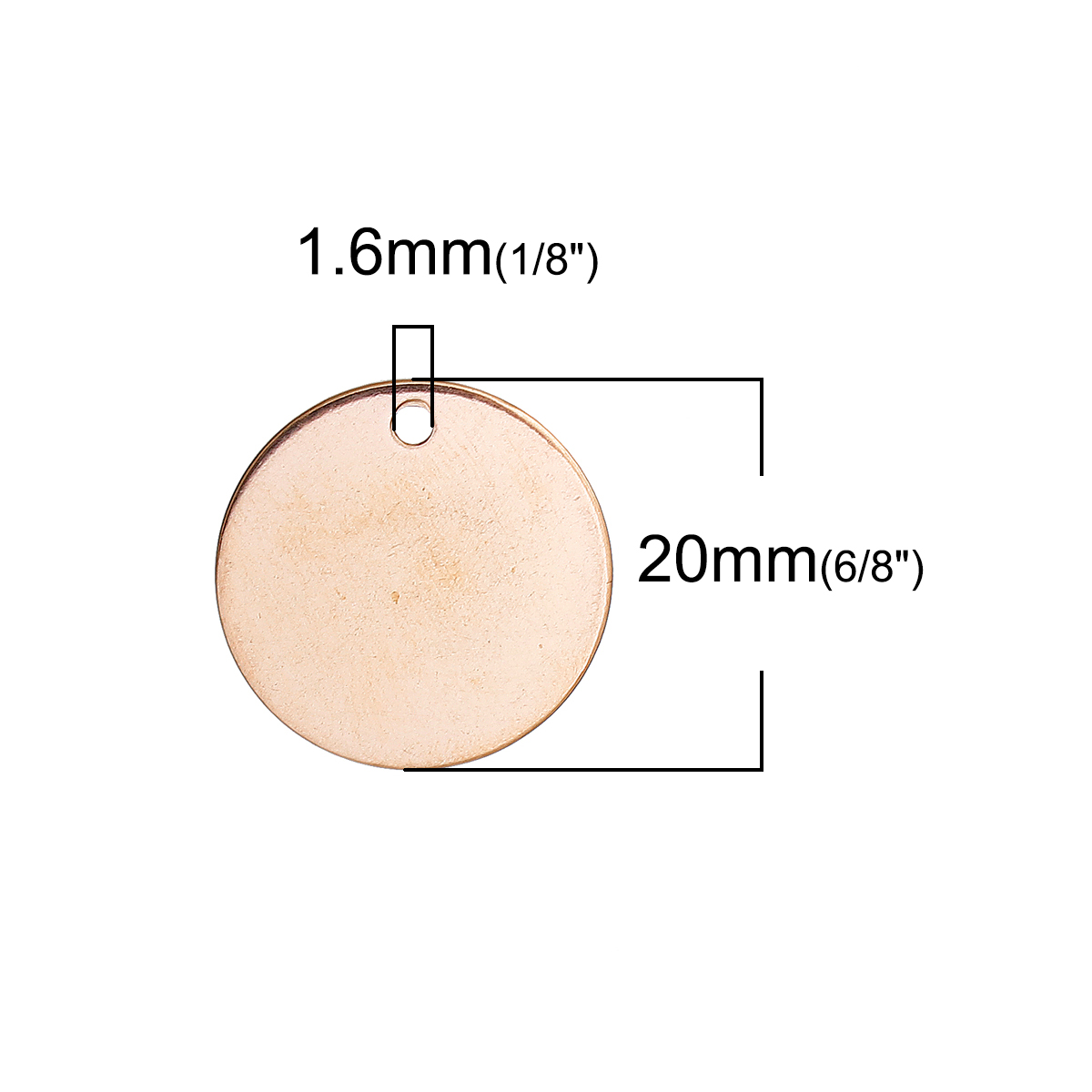 ステンレス鋼 チャーム 円形 ローズゴールド スタンピング用ブランク タグ 20mm 直径、 3 個 の画像