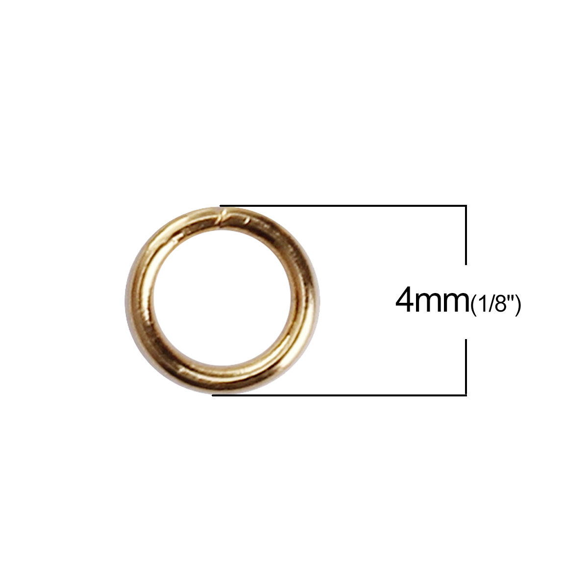 Picture of Stainless Steel Opened Jump Rings Findings Round Gold Plated 4mm( 1/8") Dia., 50 PCs