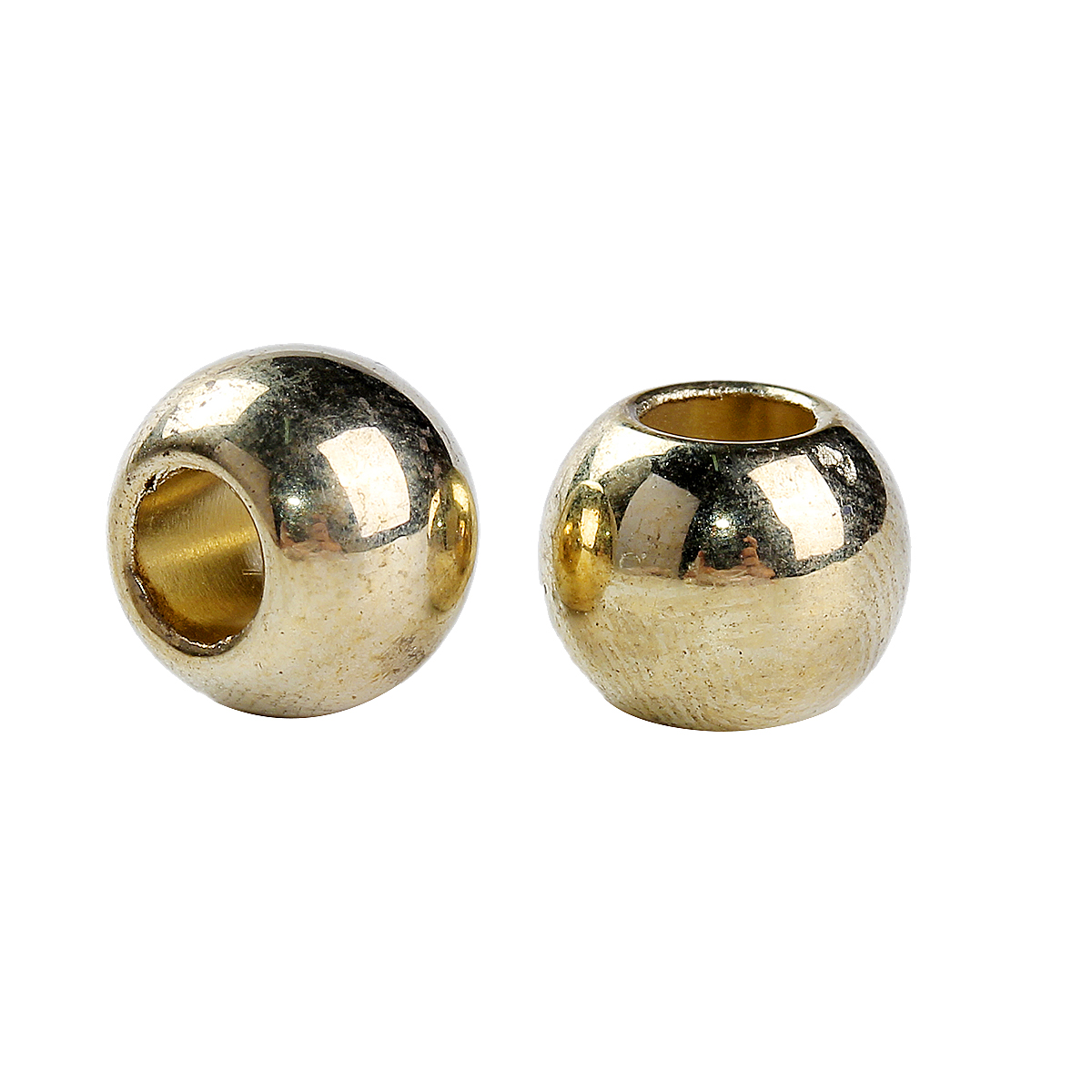 Picture of CCB Plastic European Style Large Hole Charm Beads Round Golden About 10mm Dia, Hole: Approx 4.7mm, 200 PCs