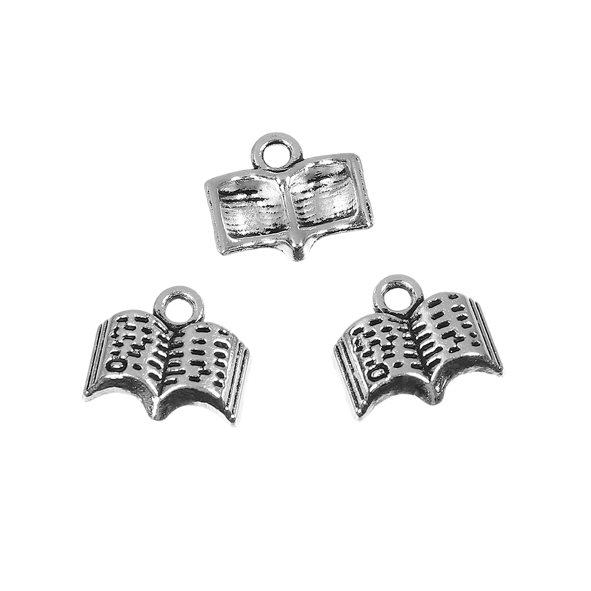 Picture of Zinc Based Alloy Charms Book Antique Silver Dot 12mm( 4/8") x 11mm( 3/8"), 50 PCs