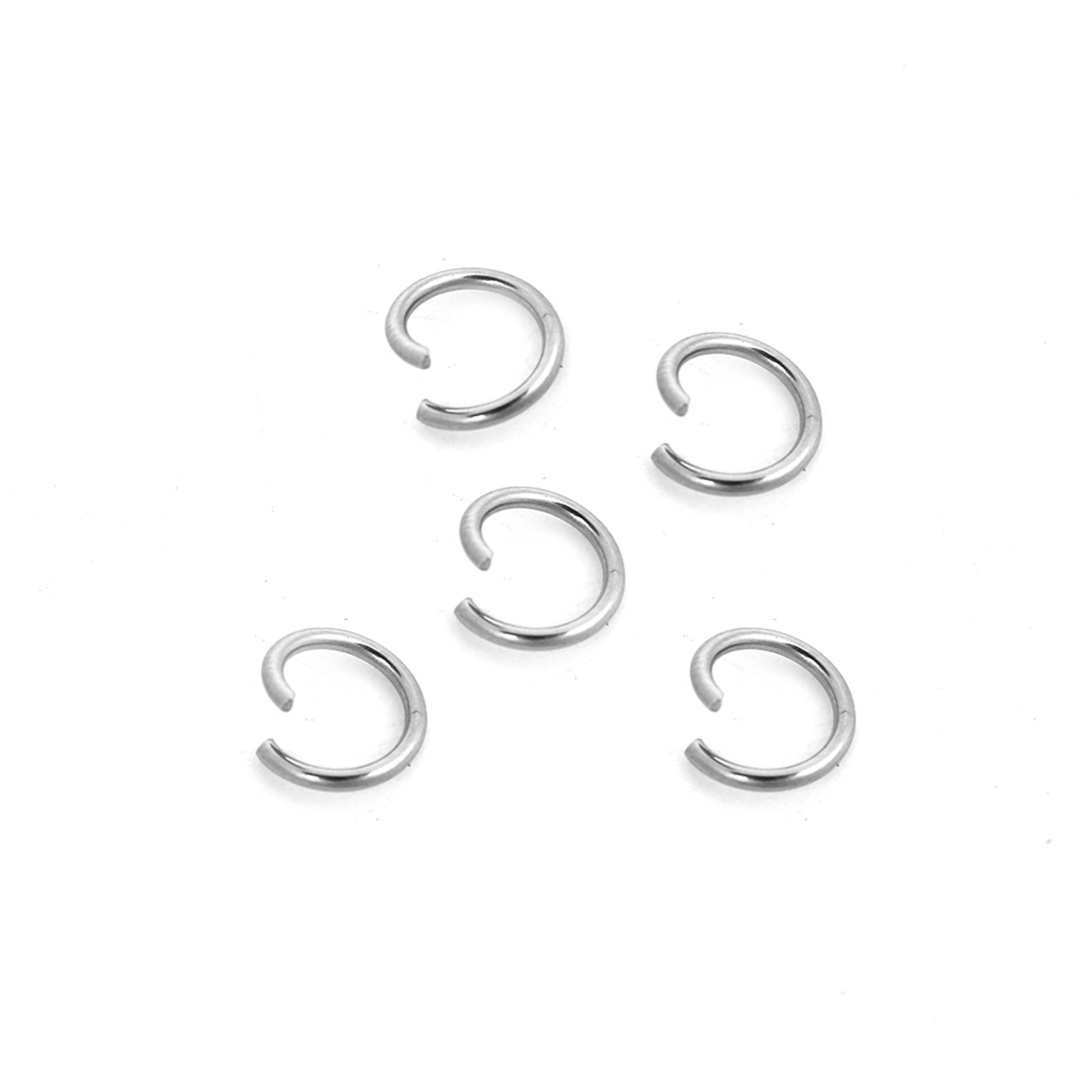 Picture of 304 Stainless Steel Opened Jump Rings Findings Round Silver Tone 8mm( 3/8") Dia., 500 PCs