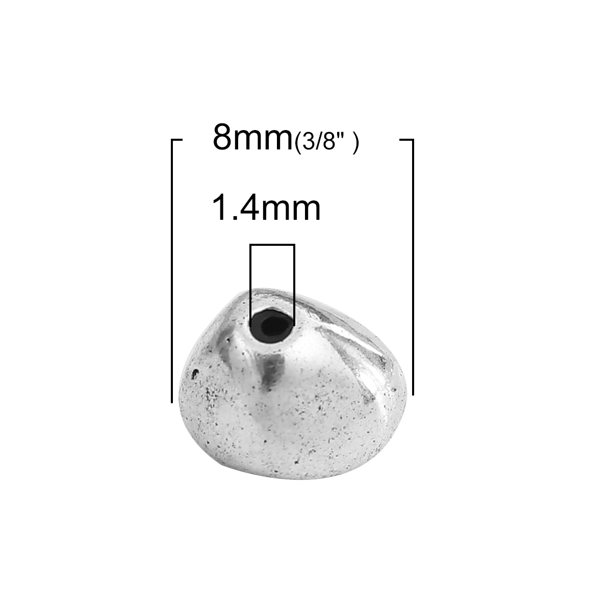 Picture of Zinc Based Alloy Spacer Beads Irregular Antique Silver 8mm x 8mm, Hole: Approx 1.4mm, 50 PCs