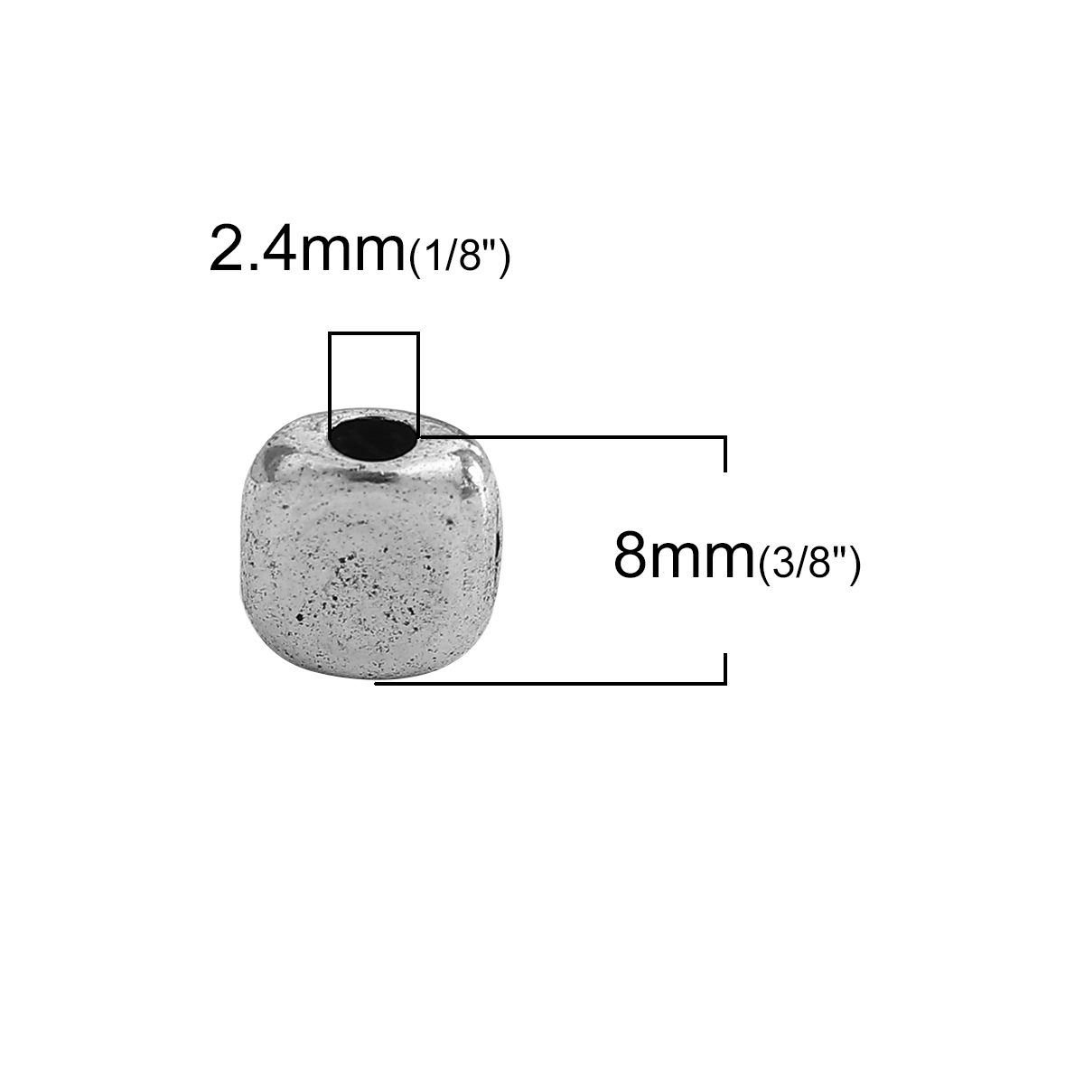 Picture of Zinc Based Alloy Spacer Beads Square Antique Silver Color About 8mm x 8mm, Hole: Approx 2.4mm, 50 PCs