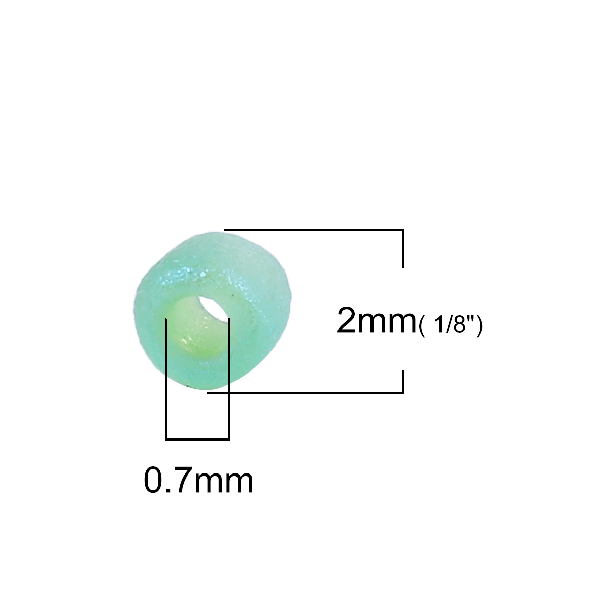 Picture of (Japan Import) Glass Seed Beads Round Green Rainbow Frosted Opaque About 2mm x 1.5mm, Hole: Approx 0.7mm, 60 Grams (Approx 95 PCs/Gram)