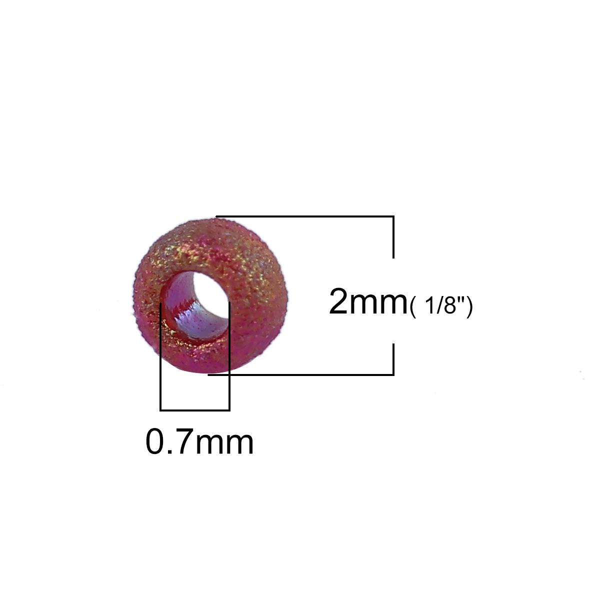 Picture of (Japan Import) Glass Seed Beads Round Fuchsia Rainbow Frosted Opaque About 2mm x 1.5mm, Hole: Approx 0.7mm, 60 Grams (Approx 95 PCs/Gram)