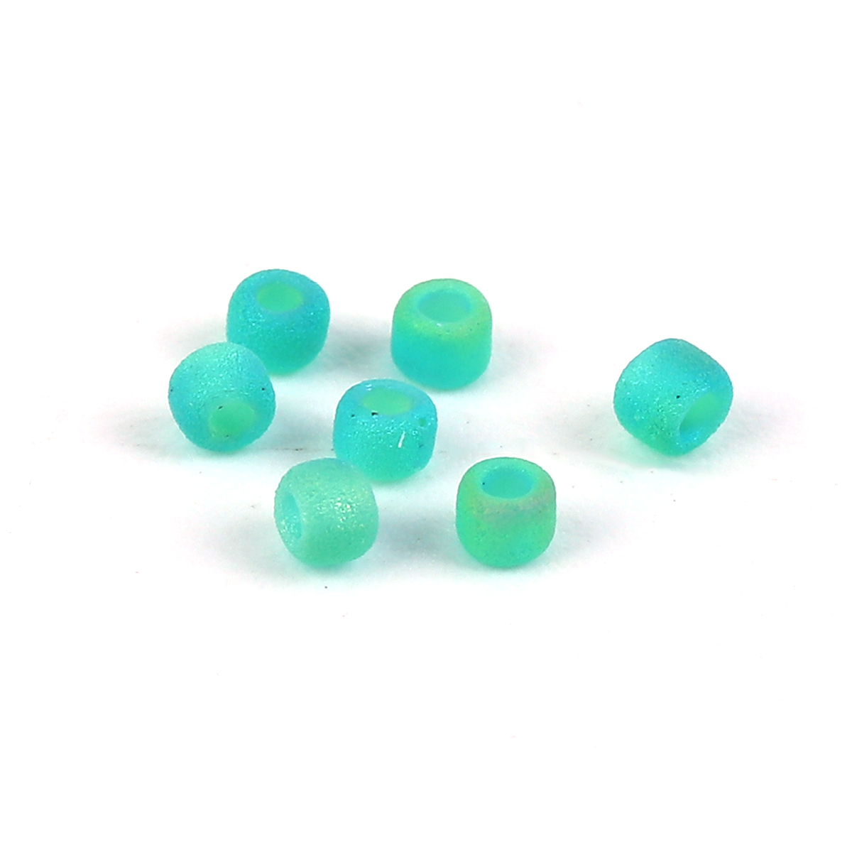 Picture of (Japan Import) Glass Seed Beads Round Green Blue Rainbow Frosted Opaque About 2mm x 1.5mm, Hole: Approx 0.7mm, 60 Grams (Approx 95 PCs/Gram)