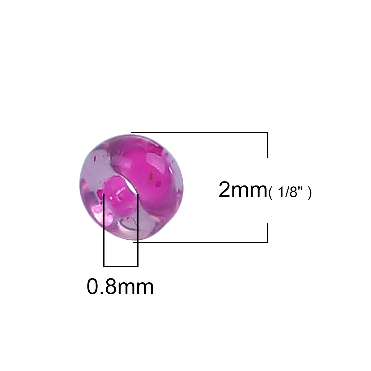 Picture of (Japan Import) Glass Seed Beads Round Fuchsia Mauve Inside Color About 2mm x 1.5mm, Hole: Approx 0.8mm, 100 Grams (Approx 95 PCs/Gram)
