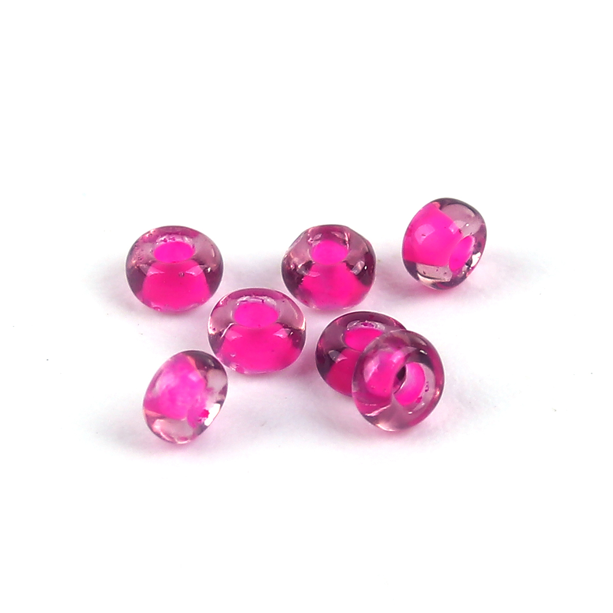 Picture of (Japan Import) Glass Seed Beads Round Fuchsia Mauve Inside Color About 2mm x 1.5mm, Hole: Approx 0.8mm, 100 Grams (Approx 95 PCs/Gram)