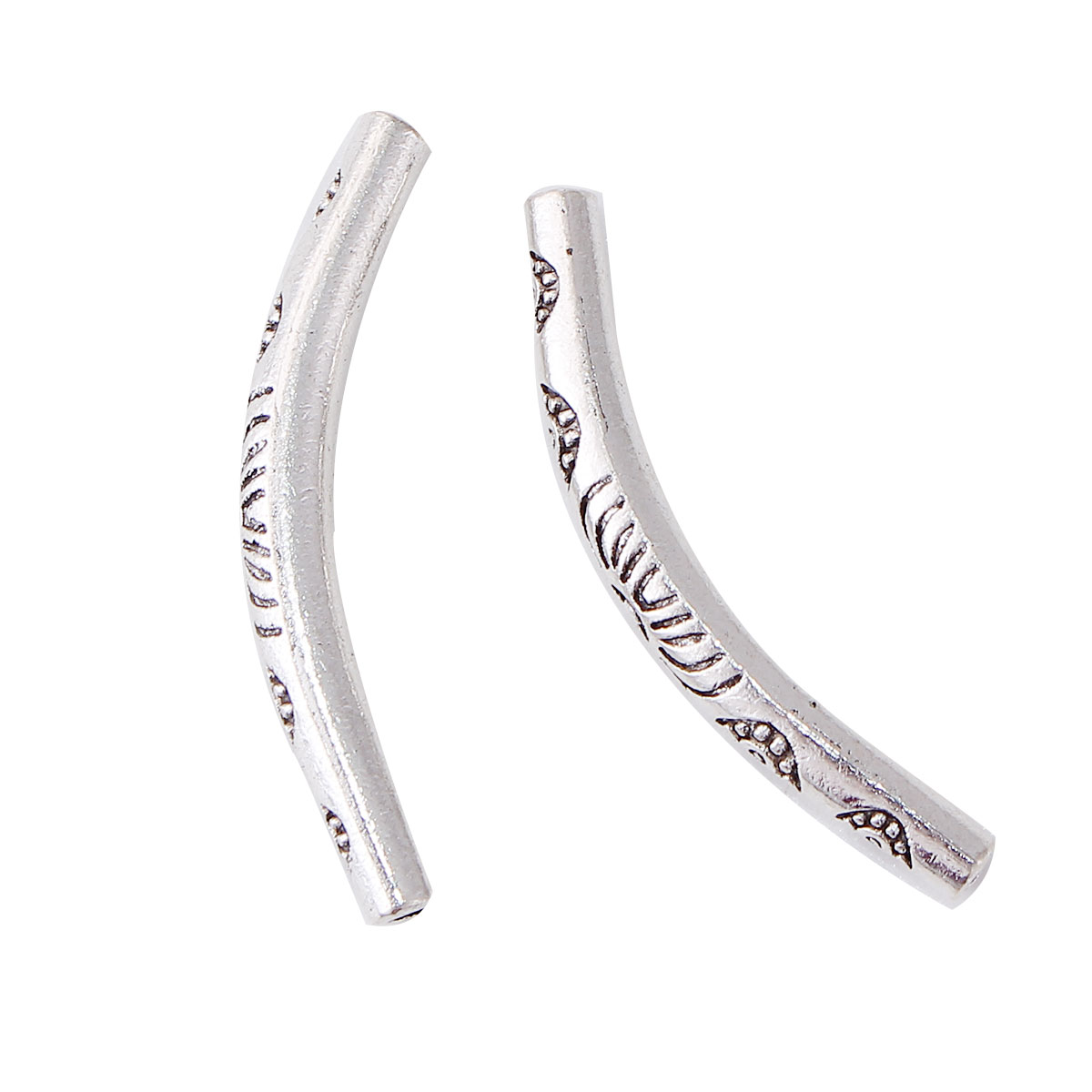 Picture of Zinc Based Alloy Spacer Beads Curved Tube Antique Silver 36mm x 4mm, Hole: Approx 1.4mm, 20 PCs