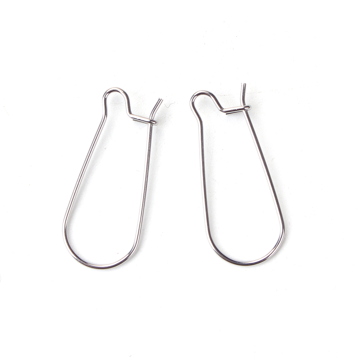 Picture of Stainless Steel Ear Wire Hooks Earring Findings Silver Tone 33mm(1 2/8") x 13mm( 4/8"), Post/ Wire Size: (21 gauge), 50 PCs
