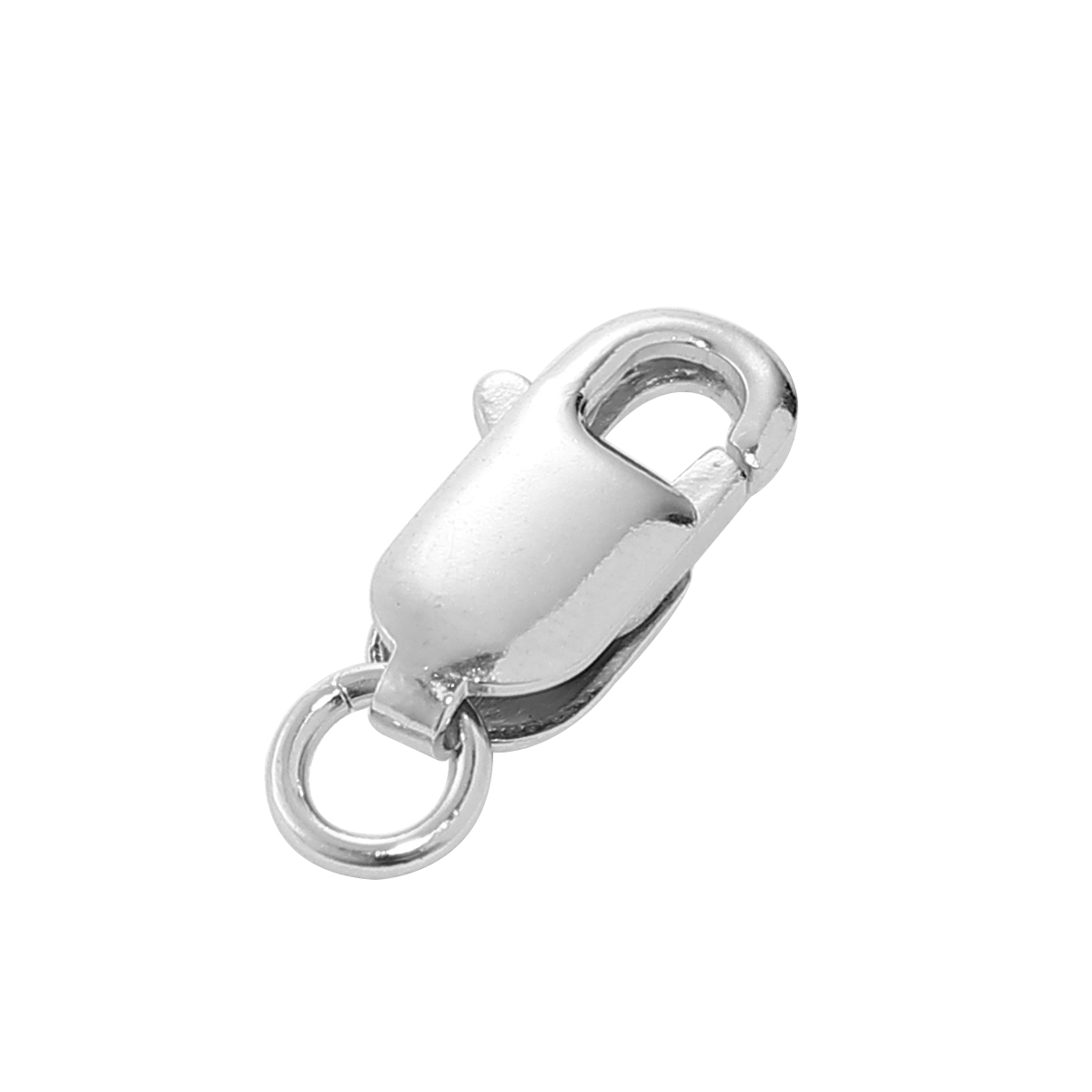 Picture of Sterling Silver Lobster Clasp Findings Silver Tone W/ Closed Soldered Jump Ring 14mm( 4/8") x 5mm( 2/8"), 2 PCs