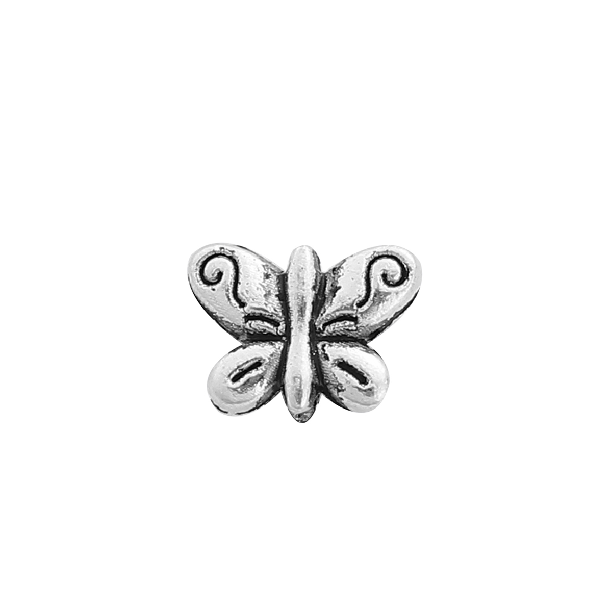 Picture of Zinc Based Alloy Spacer Beads Butterfly Animal Antique Silver 10mm x 8mm, Hole: Approx 0.2mm, 100 PCs