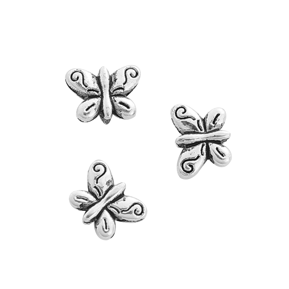 Picture of Zinc Based Alloy Spacer Beads Butterfly Animal Antique Silver 10mm x 8mm, Hole: Approx 0.2mm, 100 PCs