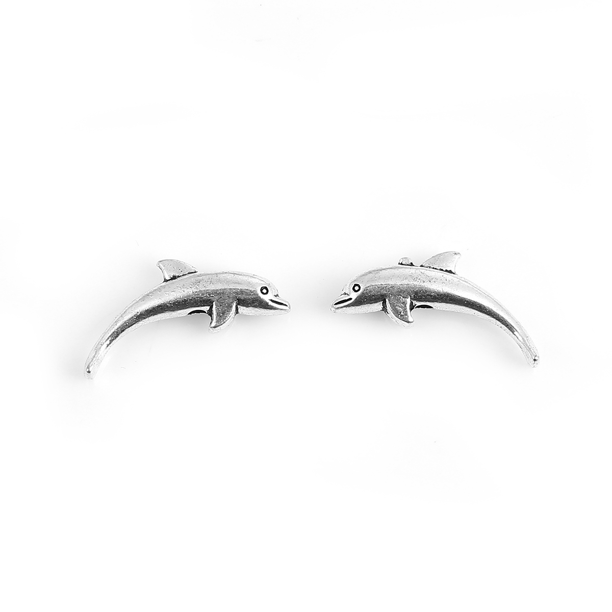 Picture of Zinc Based Alloy Ocean Jewelry Spacer Beads Dolphin Animal Antique Silver 23mm x 10mm, Hole: Approx 1.3mm, 50 PCs