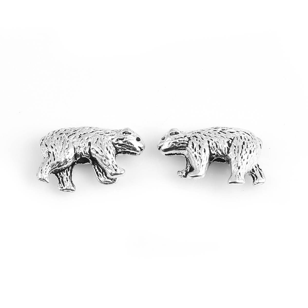 Picture of Zinc Based Alloy Spacer Beads Bear Animal Antique Silver 16mm x 10mm, Hole: Approx 1.4mm, 50 PCs