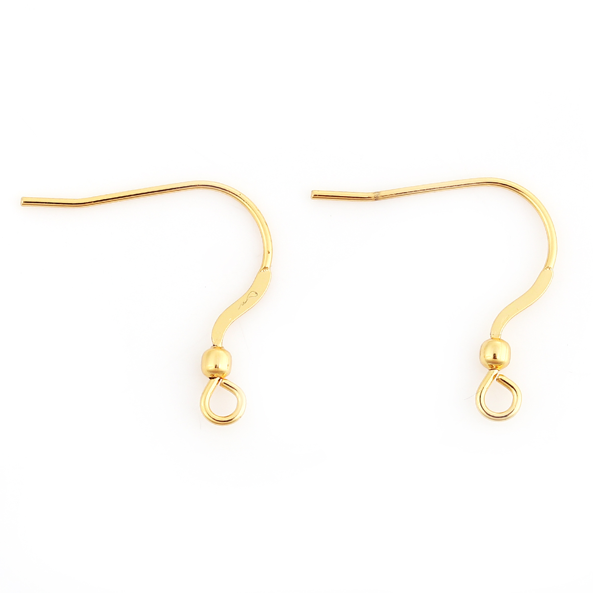 Picture of Stainless Steel Ear Wire Hooks Earring Findings Gold Plated W/ Loop 20mm x19mm( 6/8" x 6/8") - 18mm x15mm( 6/8" x 5/8"), Post/ Wire Size: (21 gauge), 10 PCs