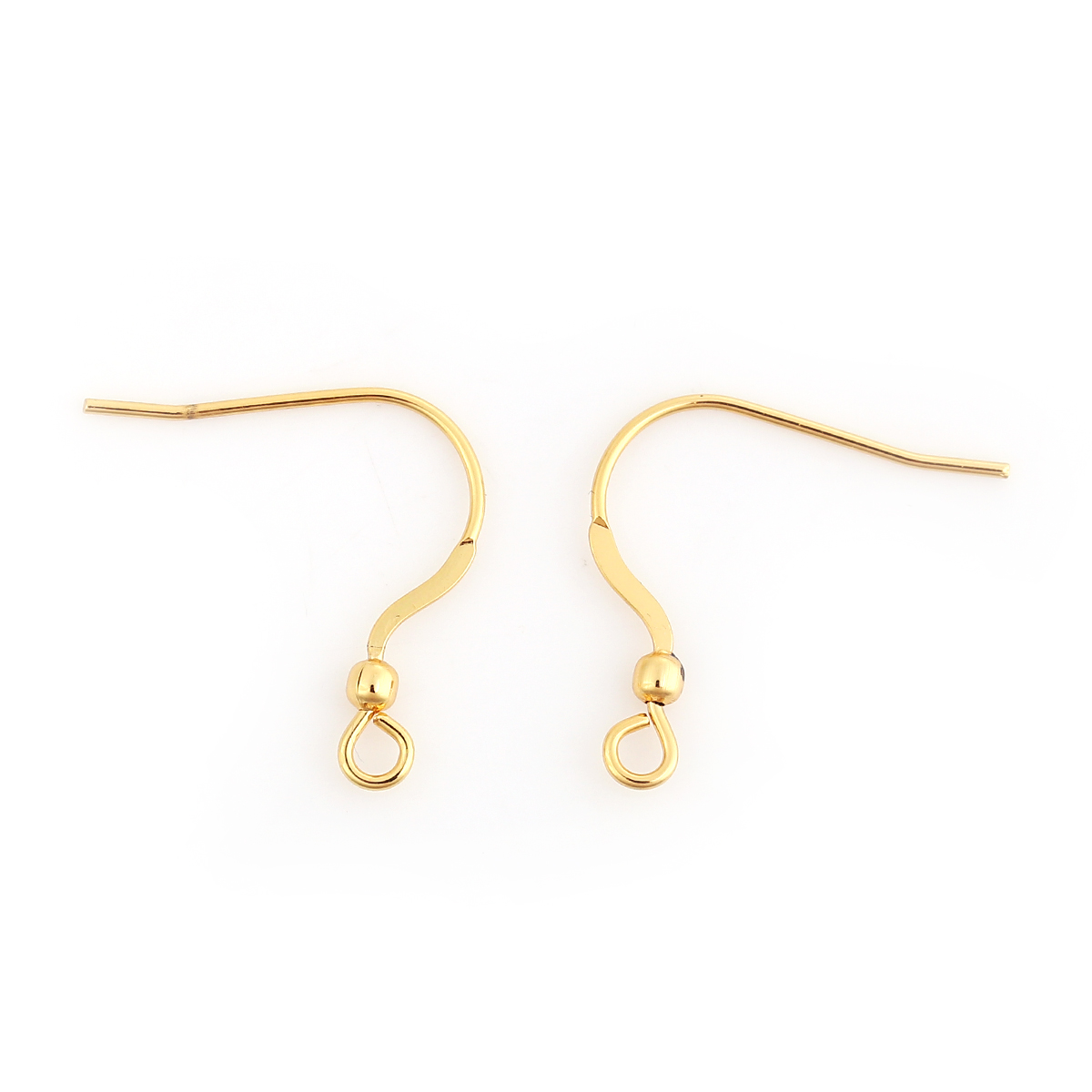 Picture of Stainless Steel Ear Wire Hooks Earring Findings Gold Plated W/ Loop 20mm x19mm( 6/8" x 6/8") - 18mm x15mm( 6/8" x 5/8"), Post/ Wire Size: (21 gauge), 10 PCs