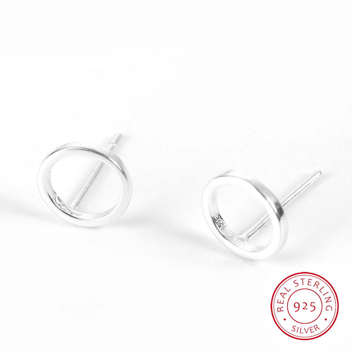 Picture of Sterling Silver Ear Post Stud Earrings Silver Round 12mm( 4/8") x 8mm( 3/8"), Post/ Wire Size: (21 gauge), 1 Pair