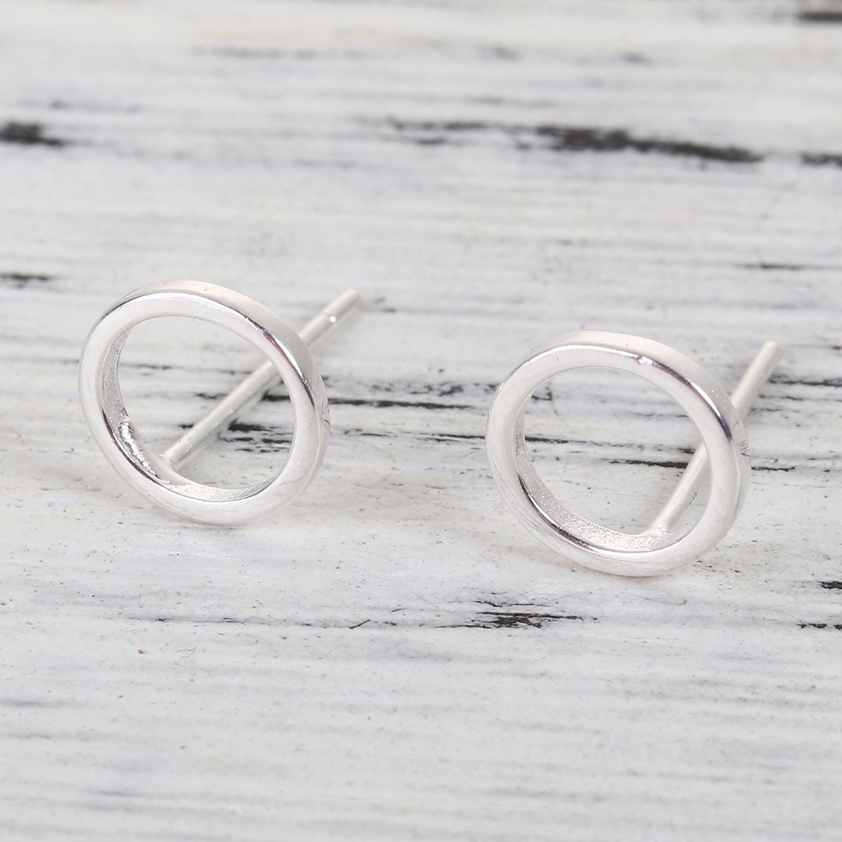 Picture of Sterling Silver Ear Post Stud Earrings Silver Round 12mm( 4/8") x 8mm( 3/8"), Post/ Wire Size: (21 gauge), 1 Pair