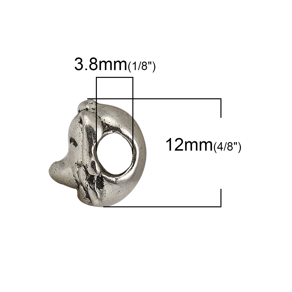 Picture of Zinc Based Alloy Spacer Beads Dog Animal Antique Silver 12mm x 11mm, Hole: Approx 3.8mm, 10 PCs