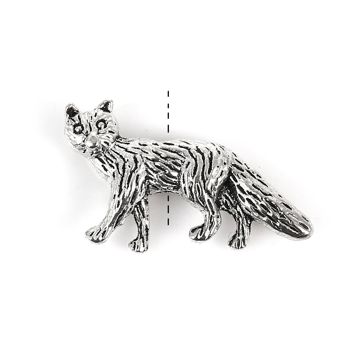 Picture of Zinc Based Alloy 3D Beads Fox Animal Antique Silver 21mm x 12mm, Hole: Approx 1.6mm, 50 PCs